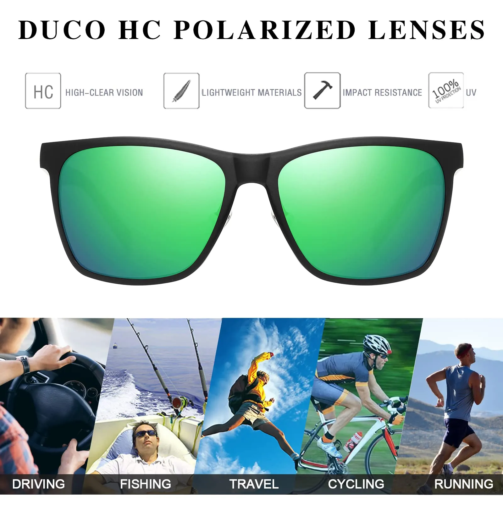DUCO Men's Metal Classic Driving Polarized Sunglasses 3029H